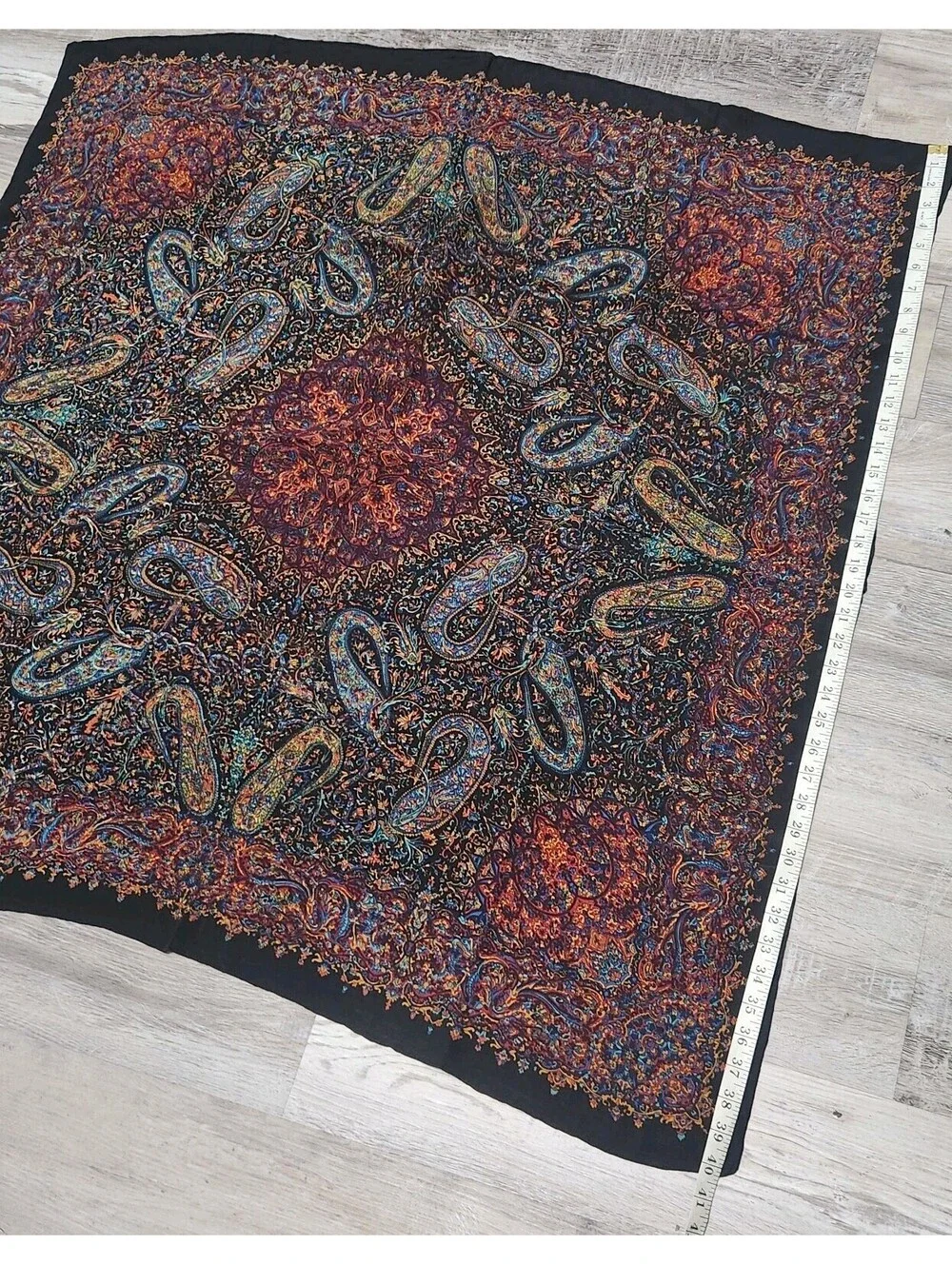 Vintage Christina Silk Scarf 42 X 40 Paisley Colorful Hippie Boho Square